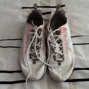 White and Pink Athletic Shoes
